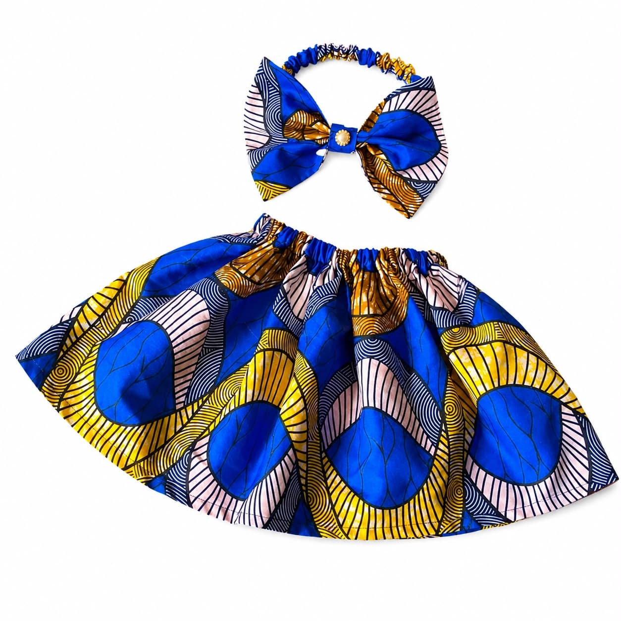 Jupe Fille en Wax avec Bandeau